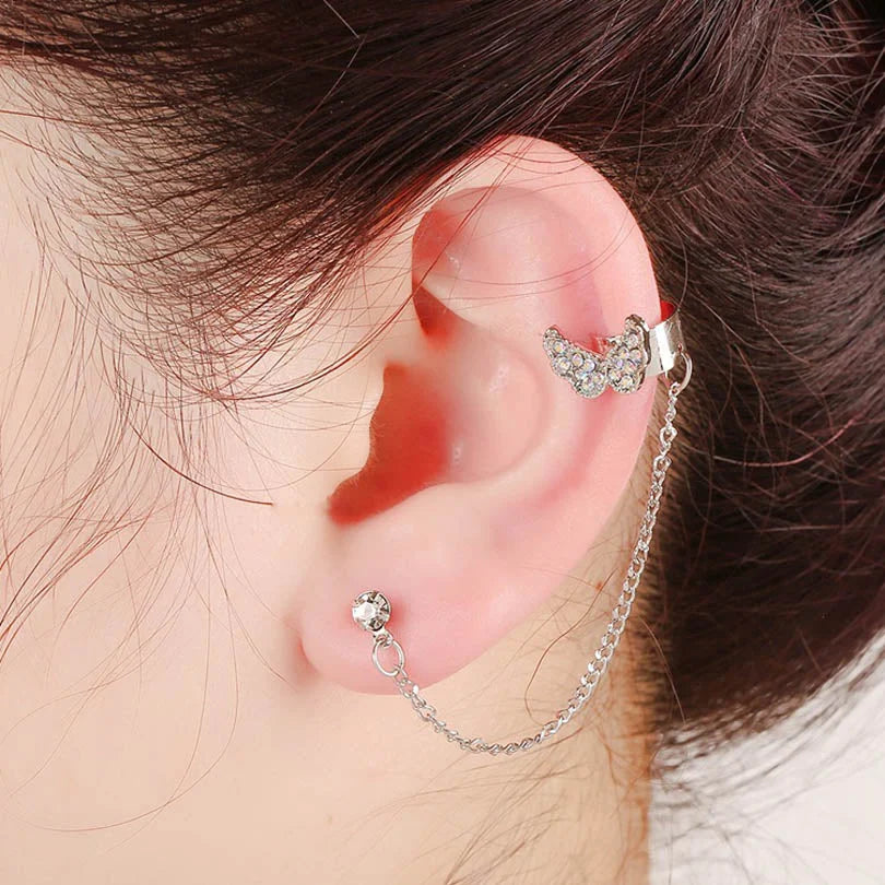 Golden Pair Right & Left Trendy Ear Cuff Butterfly Tassel Chain – Image 2 of 2
