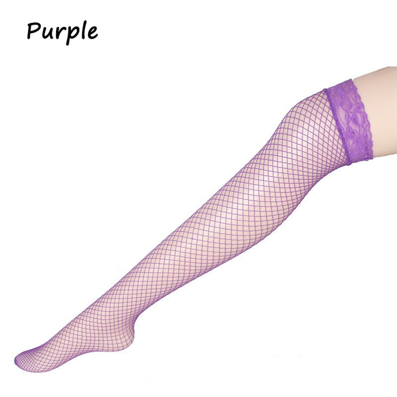 Long Fishnet Socks Women Lace Stay Up Hold Ups Stocking – Image 2 of 4