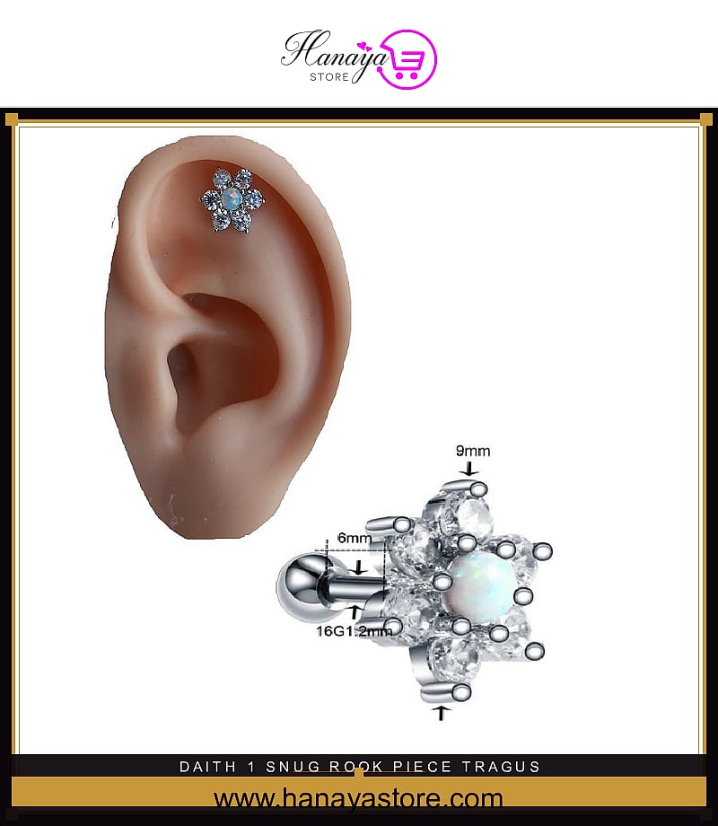 DAITH 1 SNUG ROOK Piece TRAGUS Cartilage Helix HELIX ORBITAL Stud Crystal Tragus Ear Piercing Plug Earring LOBE – Earrings...