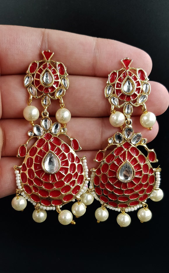 True Meenakari Pearl Love Trendy Classy Party Wedding Earring For Girls – Close Up – Accessories | Hanaya Pakistan