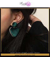 Heart Velvet Crystal Classy Trendy Earrings – Earrings Online in Pakistan | Hanaya