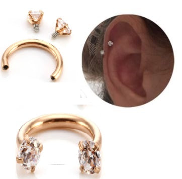 1 Piece Cartilage Helix Stud 8mm Tragus Ear Piercing Plug Crystal HorseShoe Earring – Close Up – Accessories | Hanaya Paki...