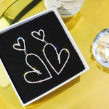 Unique Classy Long Heart Crystal Trendy Fashionable Earrings