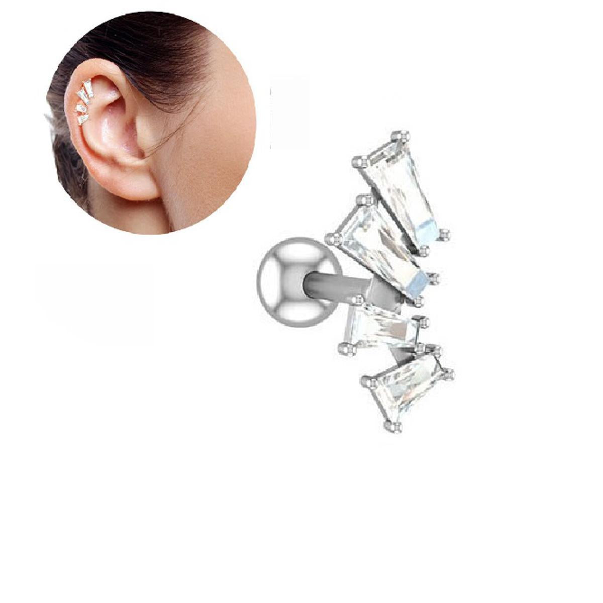 ROOK 1 Piece Cartilage TRAGUS SNUG LOBE HELIX DAITH Helix ORBITAL Stud Crystal Tragus Ear Piercing Plug Earring – Close Up...