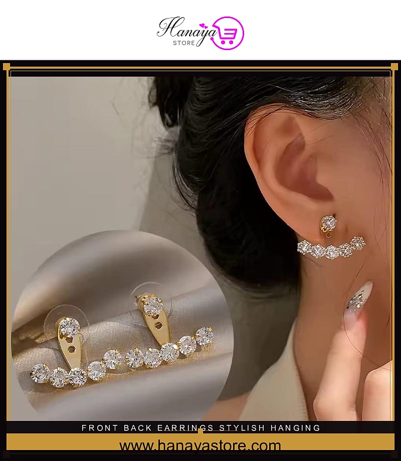 Front Back Earrings Stylish Hanging Drop & Huggie Designs Crystal Earring