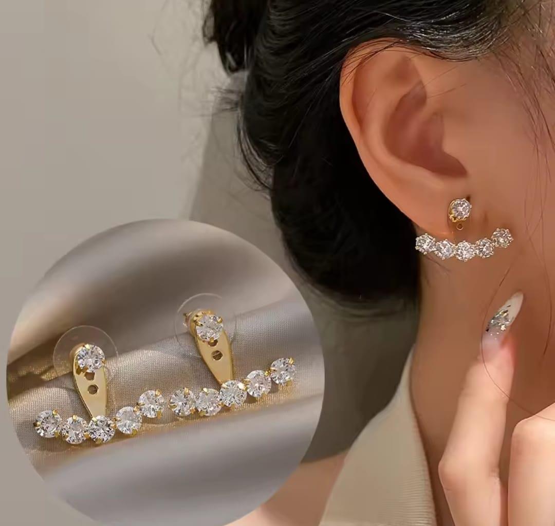 Front Back Earrings Stylish Hanging Drop & Huggie Designs Crystal Earring