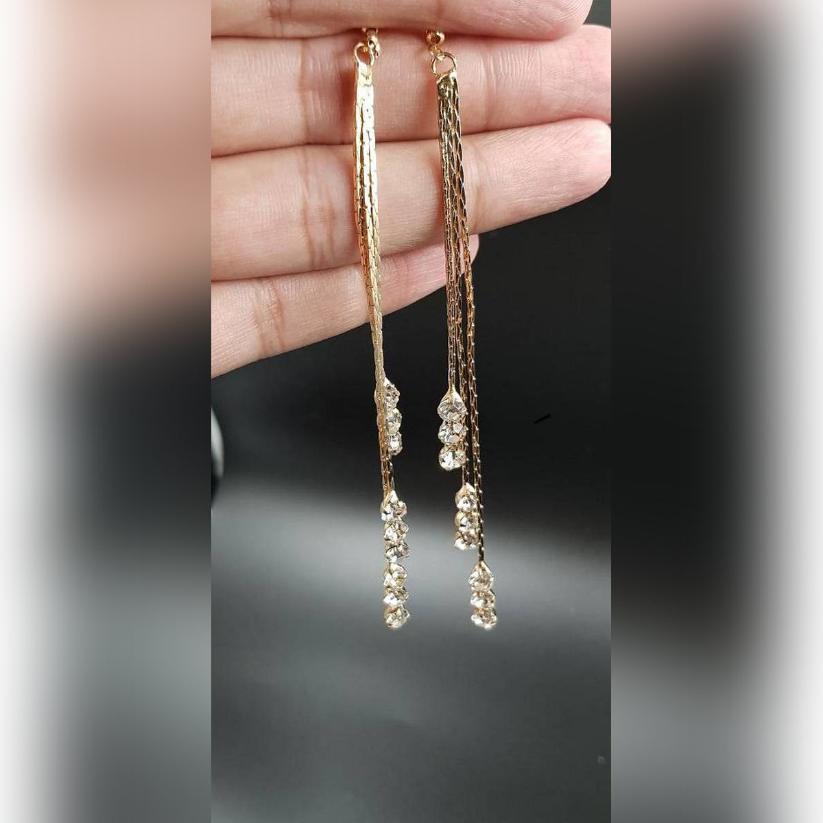 Long Geometric Tassels Drop Hook Dangle Cocktail Party Linear Earrings -FREE Gift Box – Earrings Online in Pakistan | Hanaya