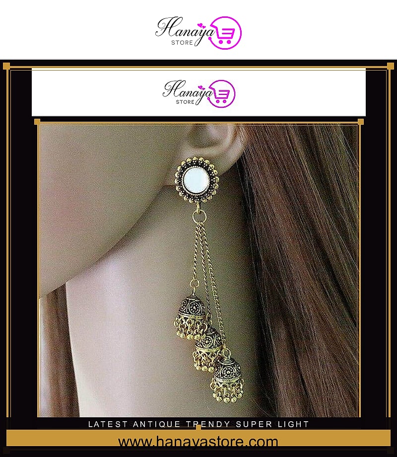 Latest Antique Trendy Super Light Weight Hyderabadi Style Earring Three Layered Classy Look Fashionable – Earrings Online ...