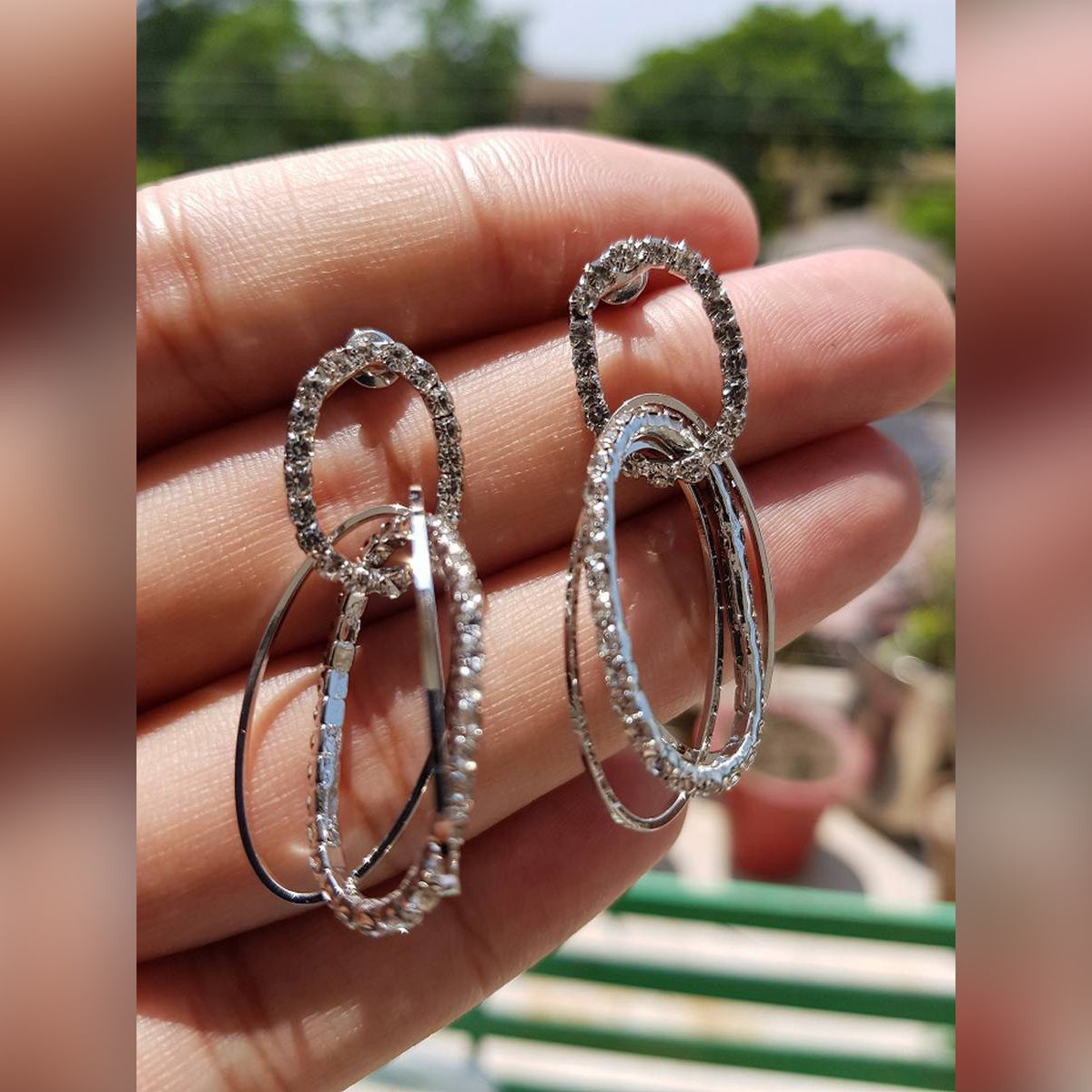 High Quality Cubic Zircon Multi Layered Party Wedding Classy Trendy Earring – Close Up – Earrings | Hanaya Pakistan