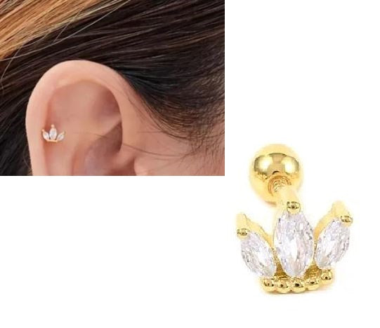 1 Piece Crystal Trendy Classy SNUG ORBITAL Cartilage Helix 1.2MM DAITH LOBE HELIX 16G Stud Piercing TRAGUS Steel ROOK Earr...