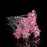 HS Crystal Rhinestone PINK Butterfly 4 HAIR PIN Clips – Accessories Online in Pakistan | Hanaya