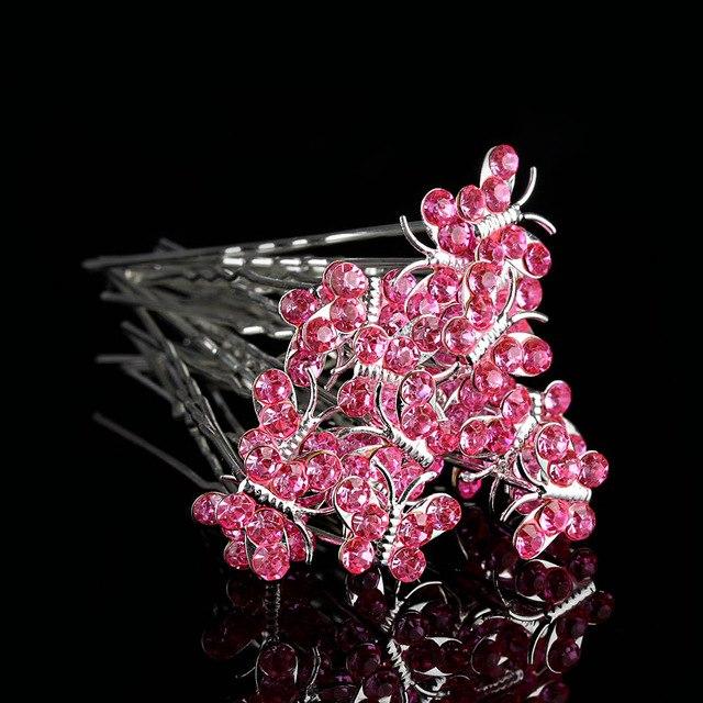 HS Crystal Rhinestone PINK Butterfly 4 HAIR PIN Clips – Accessories Online in Pakistan | Hanaya