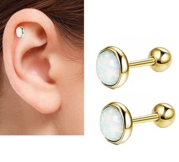 Piercing 2 Pieces 5MM Crystal Cartilage Helix Stud Ear Piercing Plug Steel Earring
