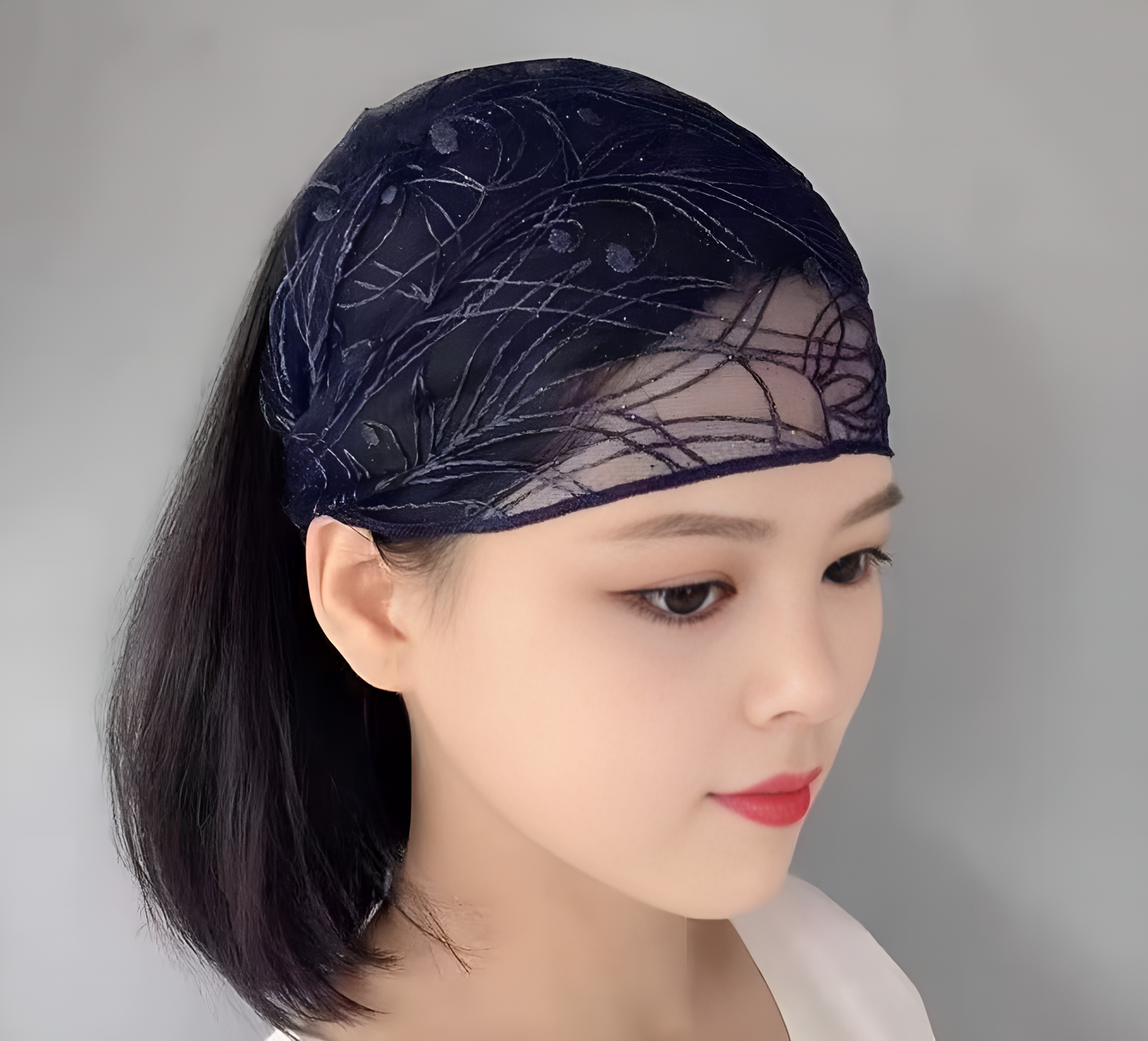 Hijab Headband Bohemian Yoga Headband for Women Sports Hairband, Non-Slip Workout Bandana, Cashew Flower Print Hair Accessory, Stretchy Fitness Headwear