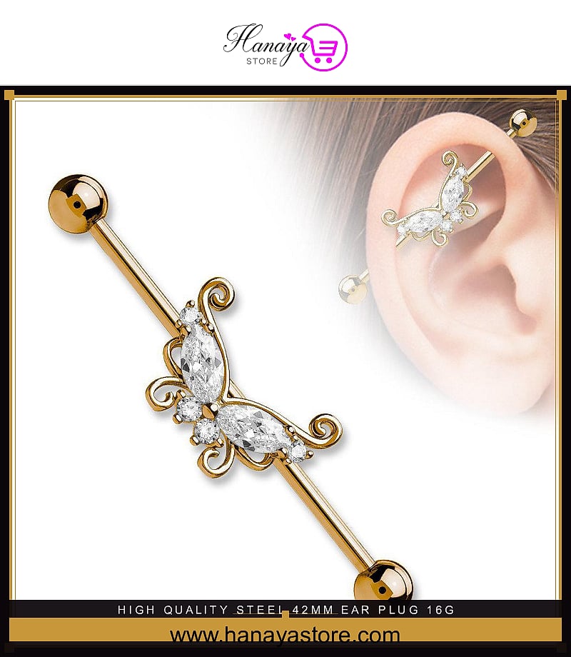 High Quality Steel 42mm Ear Plug 16G 1.2mm Barbell Piercing Industrial Cartilage Ear Jewelry – Earrings Online in Pakistan...