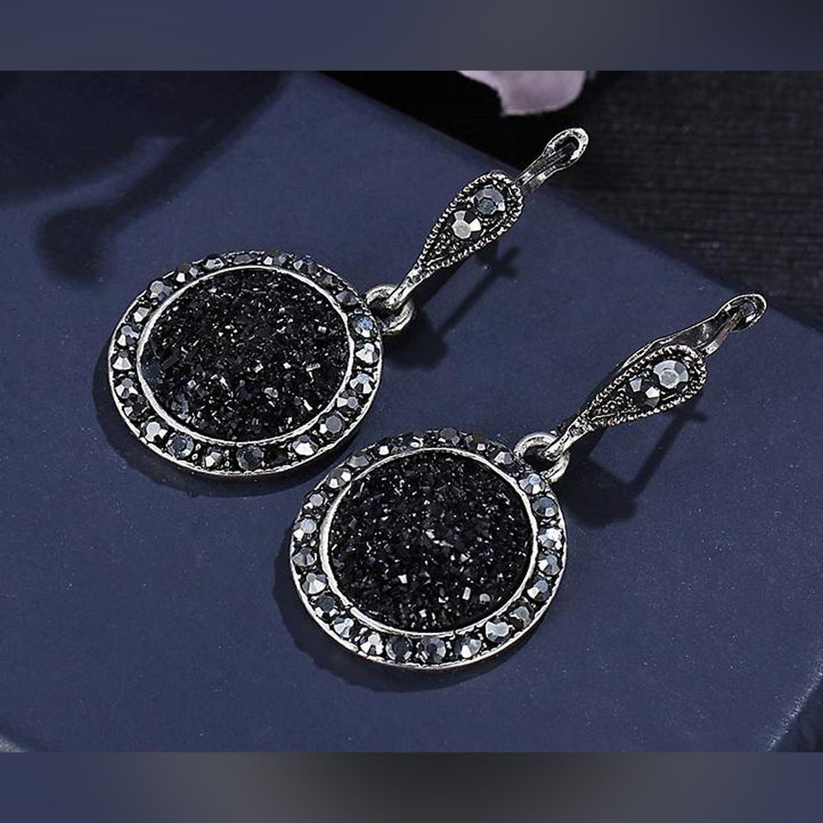 Turkish Rhinestone Earrings Bohemia Black Broken Stone – Earrings Online in Pakistan | Hanaya