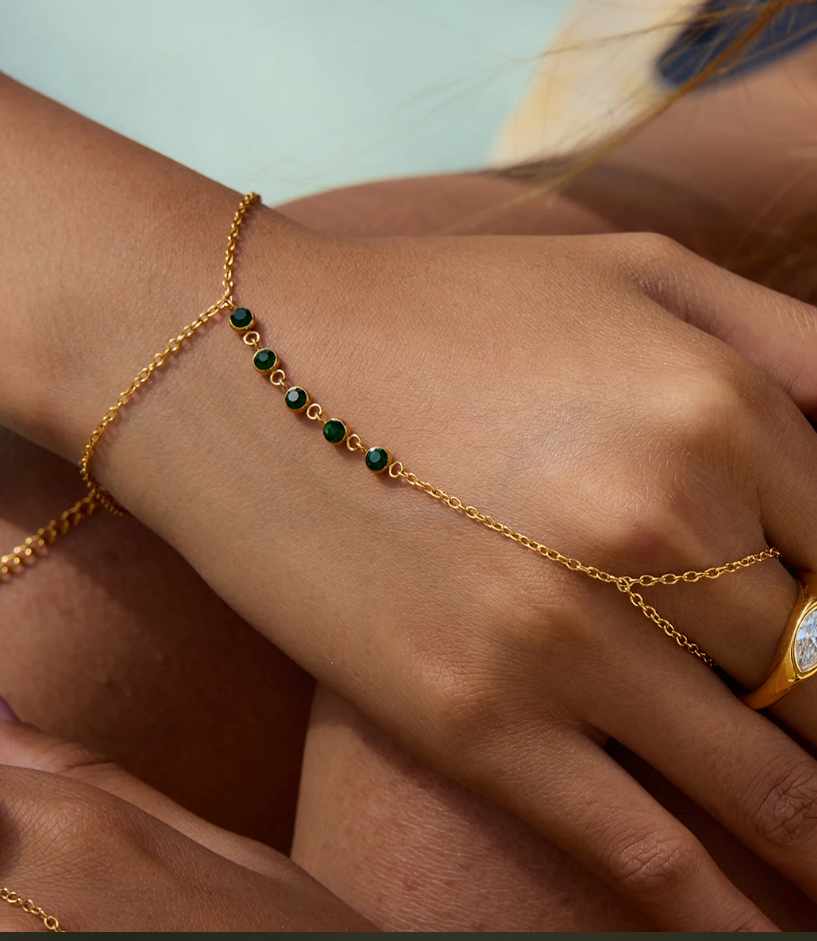 Minimalist Hand Chain Bracelet for Women – Elegant Wedding Jewelry Set