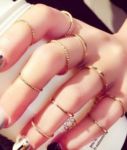 Pack of 10 Trendy Classy Rings Mix Size for Upper Lower and Middle part of Fingers - IN BOX – Accessories Online in Pakist...