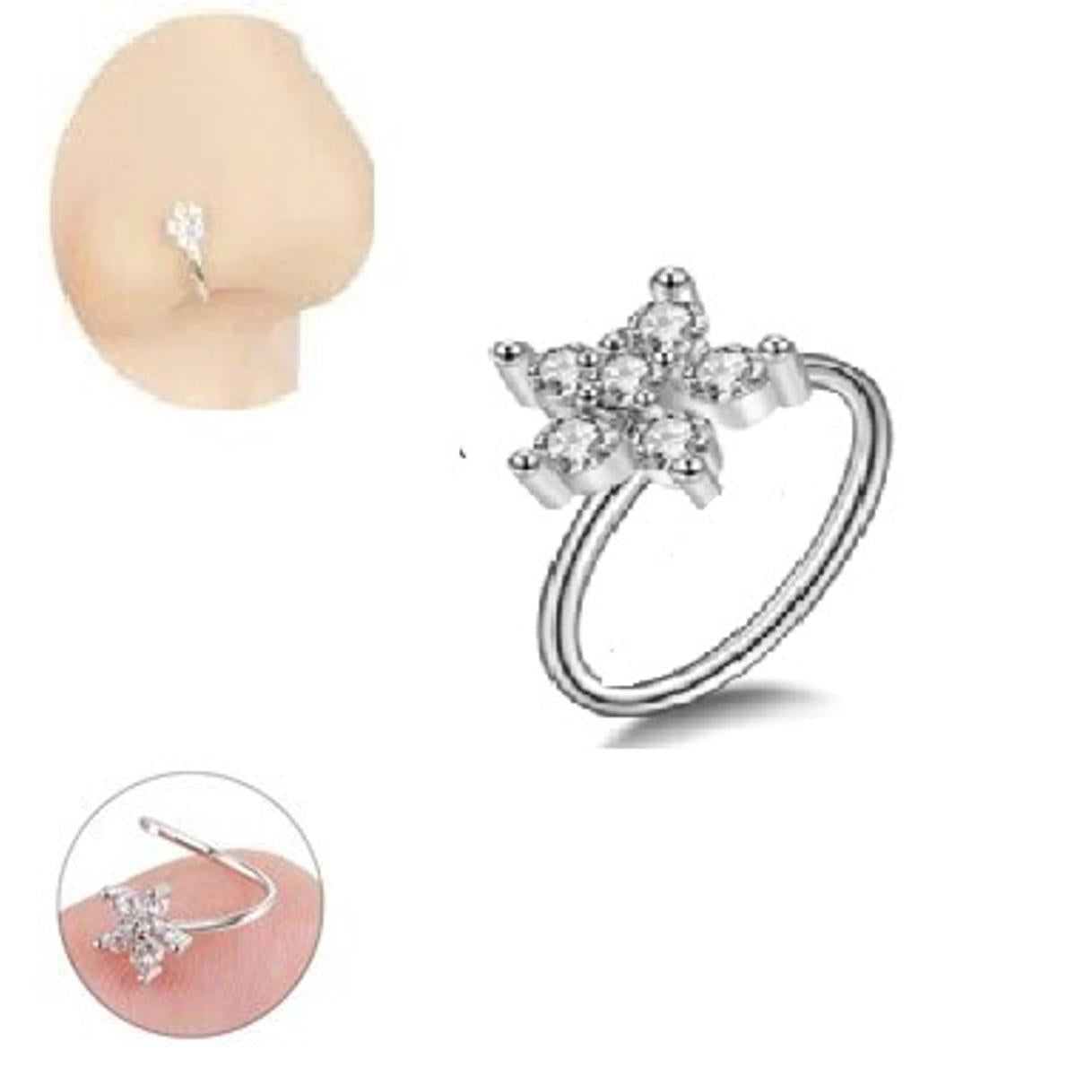 Classic Piercing Nose Ring 08mm Trendy Body Jewelry for Girls – Close Up – Nose Jewelry | Hanaya Pakistan