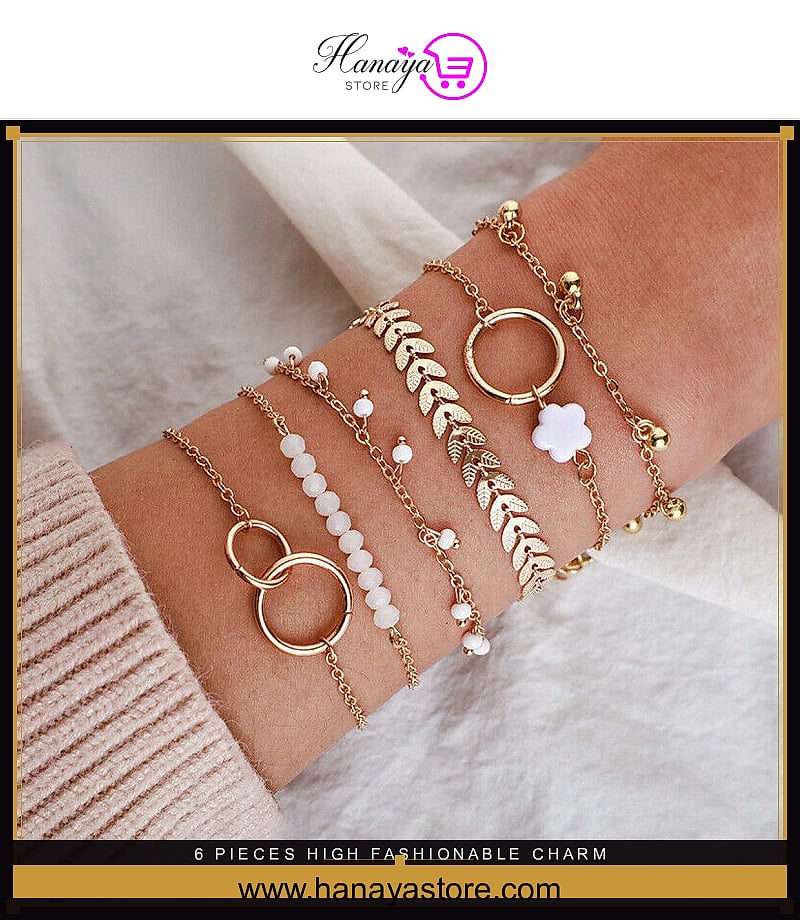 6 Pieces High Fashionable Charm Bracelet Set – bracelet Online in Pakistan | Hanaya