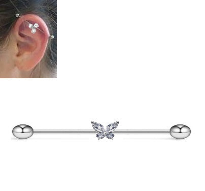 Statement Body Jewelry Steel 38mm Ear Plug 14G Piercing Industrial Cartilage – Close Up – Earrings | Hanaya Pakistan