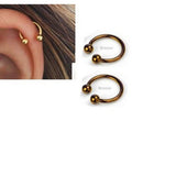 2 Pieces 12MM Cartilage Helix Stud Tragus Ear Piercing Plug HorseShoe Earring – Image 8 of 9