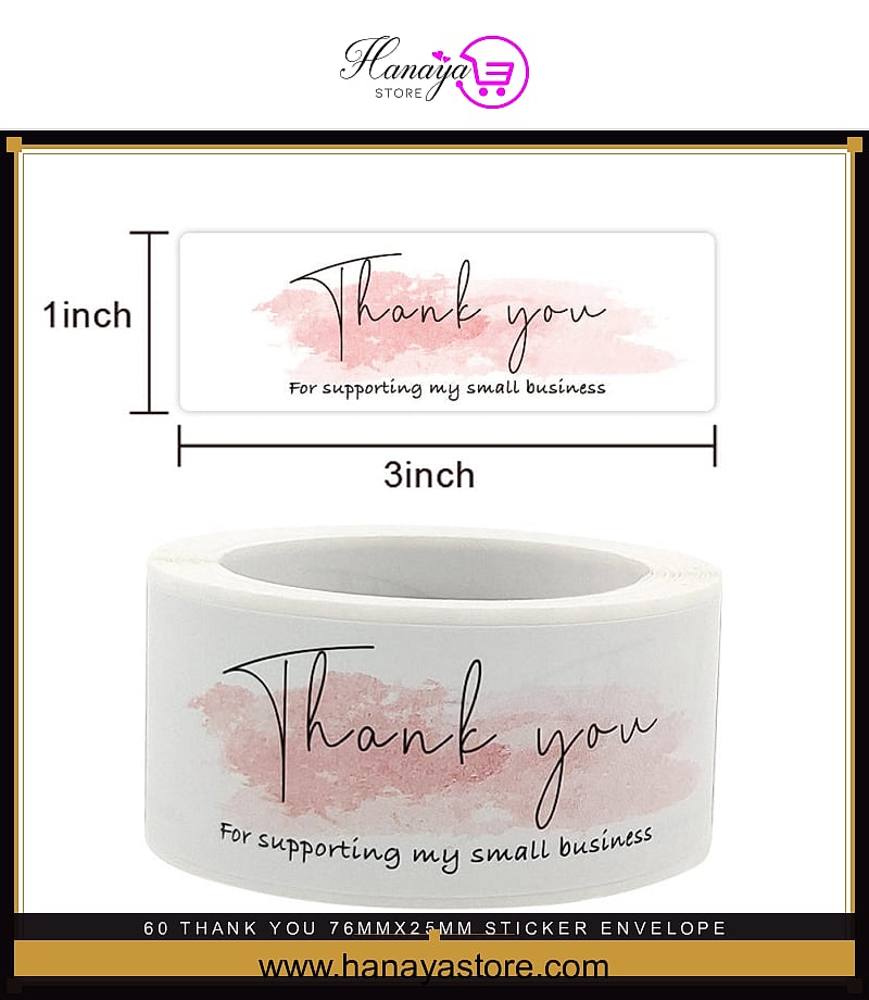 60 Thank You 76mmx25mm Sticker Envelope Seal Scrapbook Round Sticker Stationery Label Stickers – Stickers Online in Pakist...