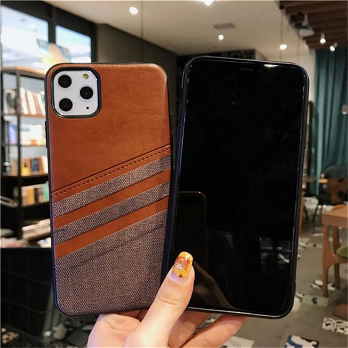 Faux Cloth Leather Back Shockproof Case Compatible for APPLE IPHONE 11 – Close Up – Accessories | Hanaya Pakistan