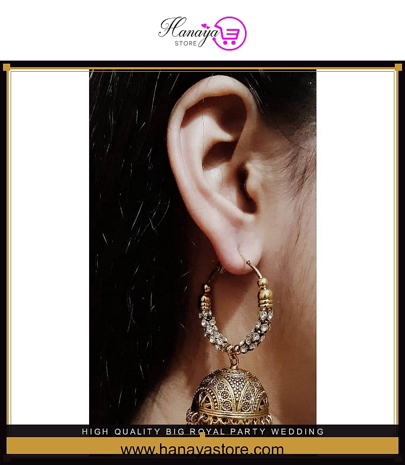 High Quality Big Royal Party Wedding Trendy Earrings – Earrings Online in Pakistan | Hanaya