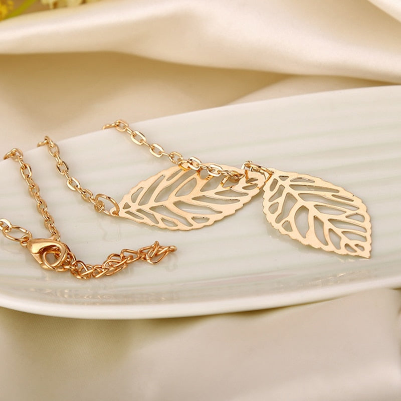 Trendy Two Leaf Classy Elegant Necklace – Lifestyle – Buy Accessories Pakistan | Hanaya