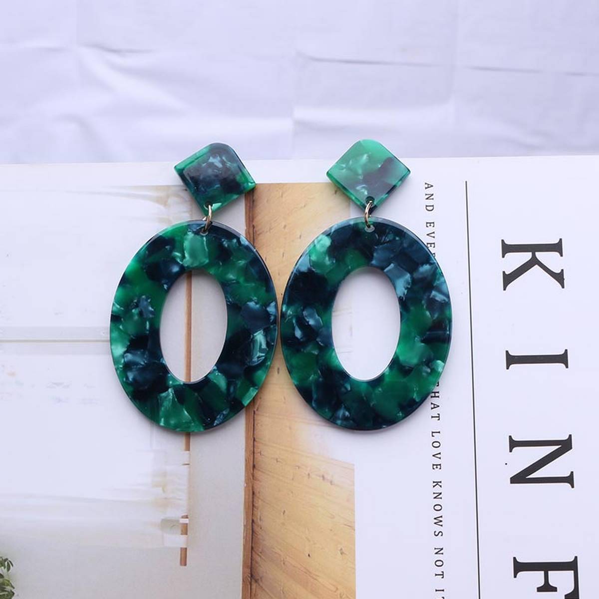 Unique Classy Geometry Big Blue Multi Trendy Fashionable Earrings – Accessories Online in Pakistan | Hanaya