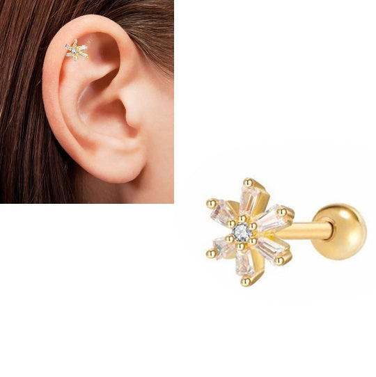 DAITH 1 Piece Crystal LOBE Trendy TRAGUS ROOK ORBITAL HELIX Classy Cartilage Helix 1.2MM 16G Stud Piercing Steel SNUG Earr...
