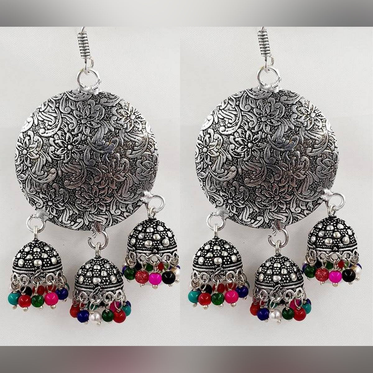 Trendy Classy Antique Vintage Handmade Circle meenakari Elegant Earring – Close Up – Accessories | Hanaya Pakistan