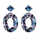 Unique Classy Geometry Big Blue Multi Trendy Fashionable Earrings – Lifestyle – Buy Accessories Pakistan | Hanaya