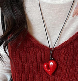 Trendy Shiny Big Love Heart Necklace Fashionable Statement Jewelry for Women – Accessories Online in Pakistan | Hanaya