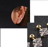 2-Piece Stainless Steel Square Ear Plug – Piercing Barbell Cartilage Jewelry – Close Up – Earrings | Hanaya Pakistan