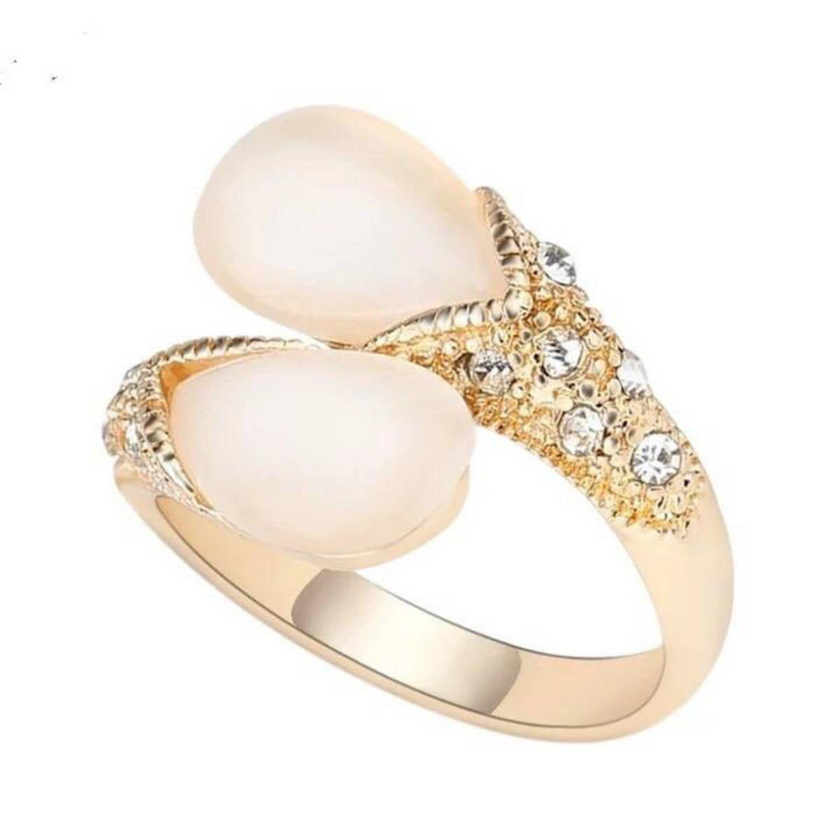 Trendy Double Water Opal Drop Look Crystals Ring – Accessories Online in Pakistan | Hanaya