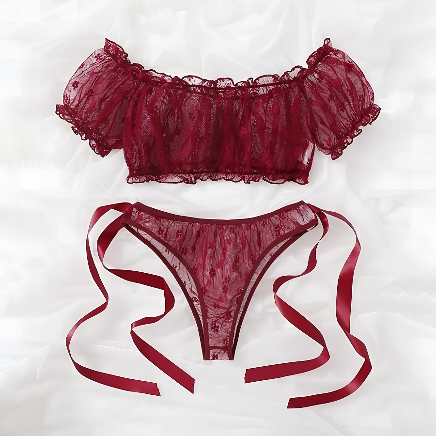 One Size (Fits:30-70 KGS) Premium Sleepwear Bridal Wear Bra Set Lingerie Set Women Underwear Bikini Three-point Set (weight:30-70 KGS) – Image 2 of 2