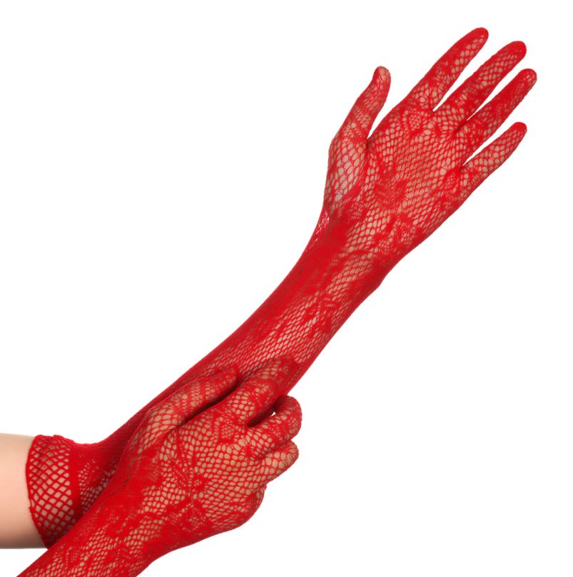 Lace Mesh Elegant Long Fingerless Gloves for Women Stylish Hijab Friendly Mittens – Image 3 of 3