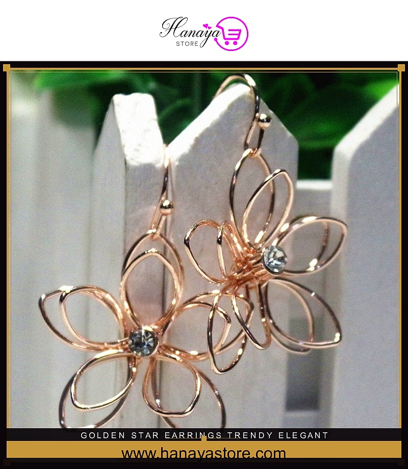 Golden Star Earrings – Trendy & Elegant Jewelry for Women and Girls – Earrings Online in Pakistan | Hanaya