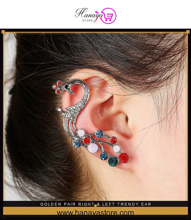 Golden Pair Right & Left Trendy Ear Cuff Butterfly Tassel Chain