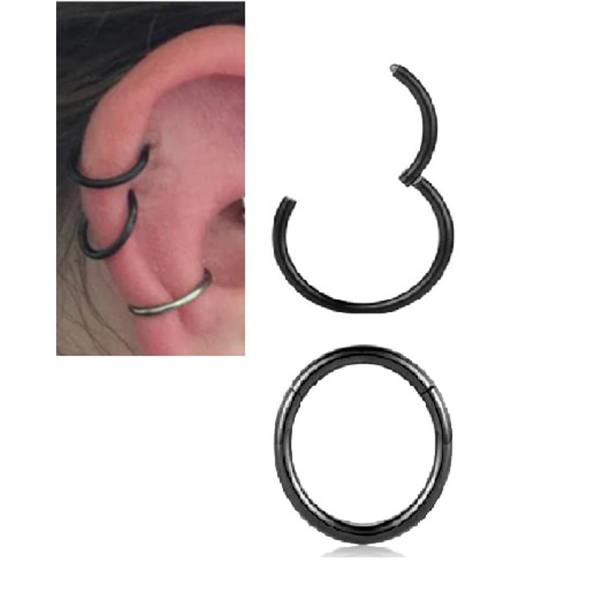 2 Pieces 8MM Hinged Earring Clicker Piercing Cartilage Helix Earring – Image 4 of 5