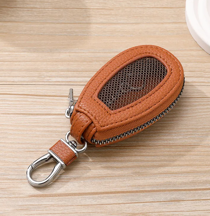 Car Key Holder Leather Vehicle Universal Remote Key FOB Smart Key Protector Keychain Case – Image 5 of 6