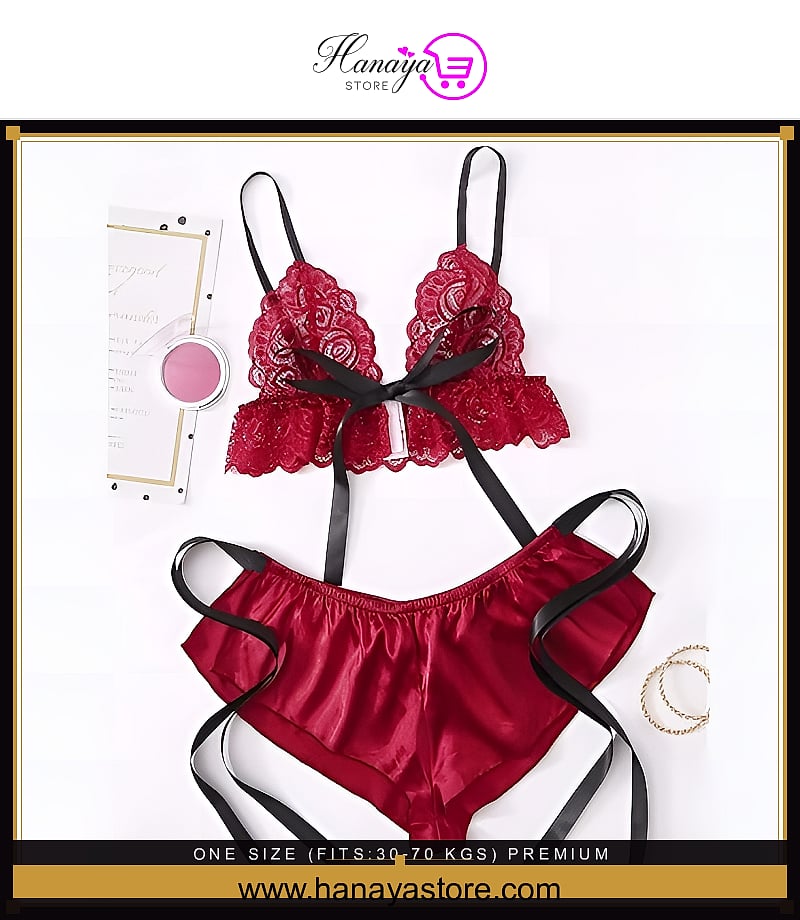 One Size (Fits:30-70 KGS) Premium Sleepwear Bridal Wear Bra set Lingerie Set Women Underwear Bikini Three-point Set (weight:30-70 KGS)