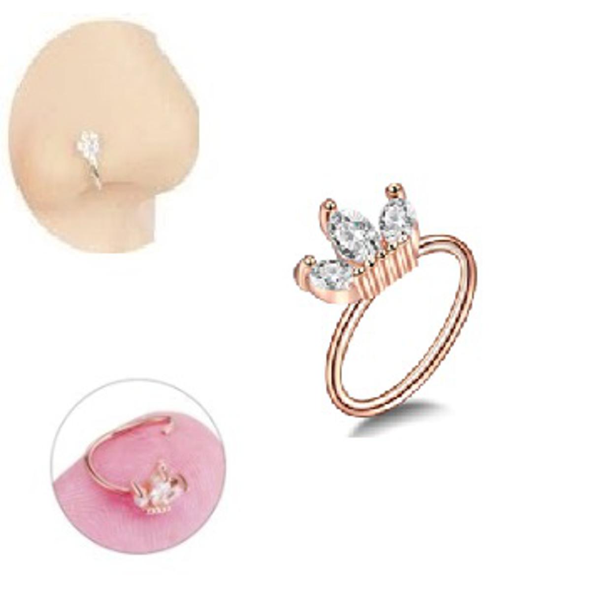 Lifestyle shot of small nose pin worn in nostril piercing – naak ka zever Pakistan – Hanaya