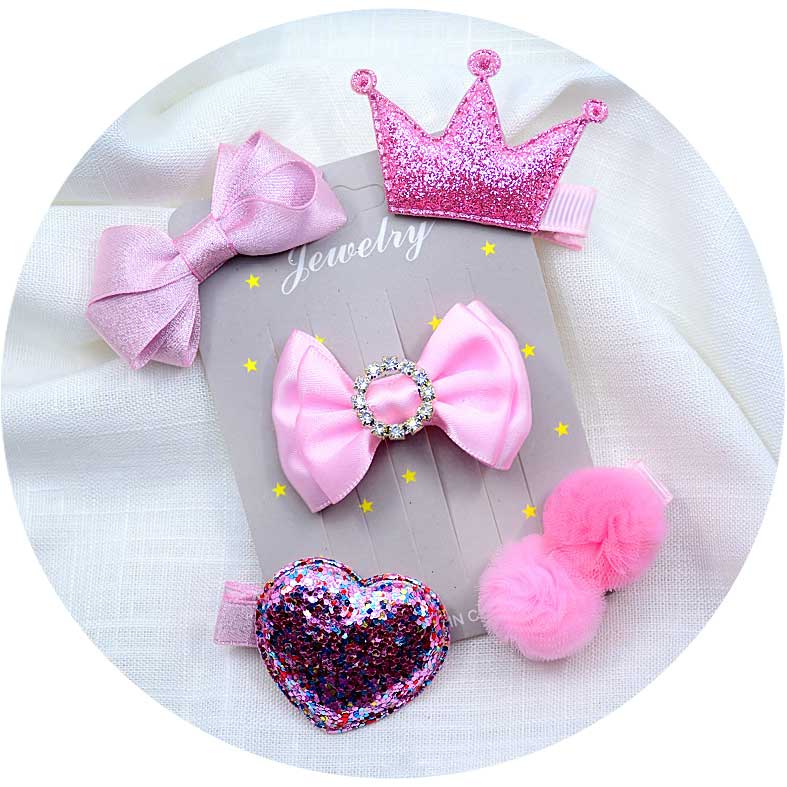 5PCS Baby Girl Bow Hair Clips Set – Cute Barrettes, Floral Hairpins, Princess Headwear for Toddlers & Kids – Lifestyle – B...