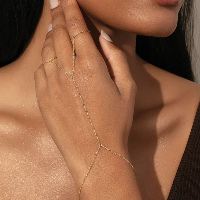 Minimalist Hand Chain Bracelet for Women – Elegant Wedding Jewelry Set – Accessories Online in Pakistan | Hanaya