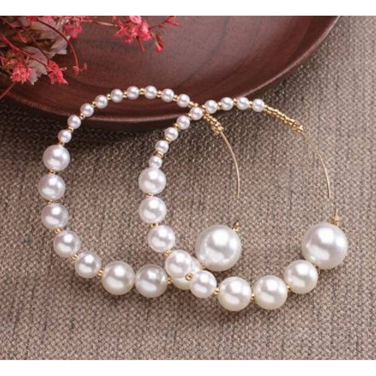 High Quality Big Hoop Pearls Classy Fashionable Earring For Girls – Earrings Online in Pakistan | Hanaya