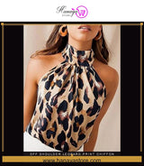 Off Shoulder Leopard Print Chiffon Blouse for Women Halter Backless Sleeveless Summer Casual Top – Buy lingerie, sleep & loungewear online in Pakistan