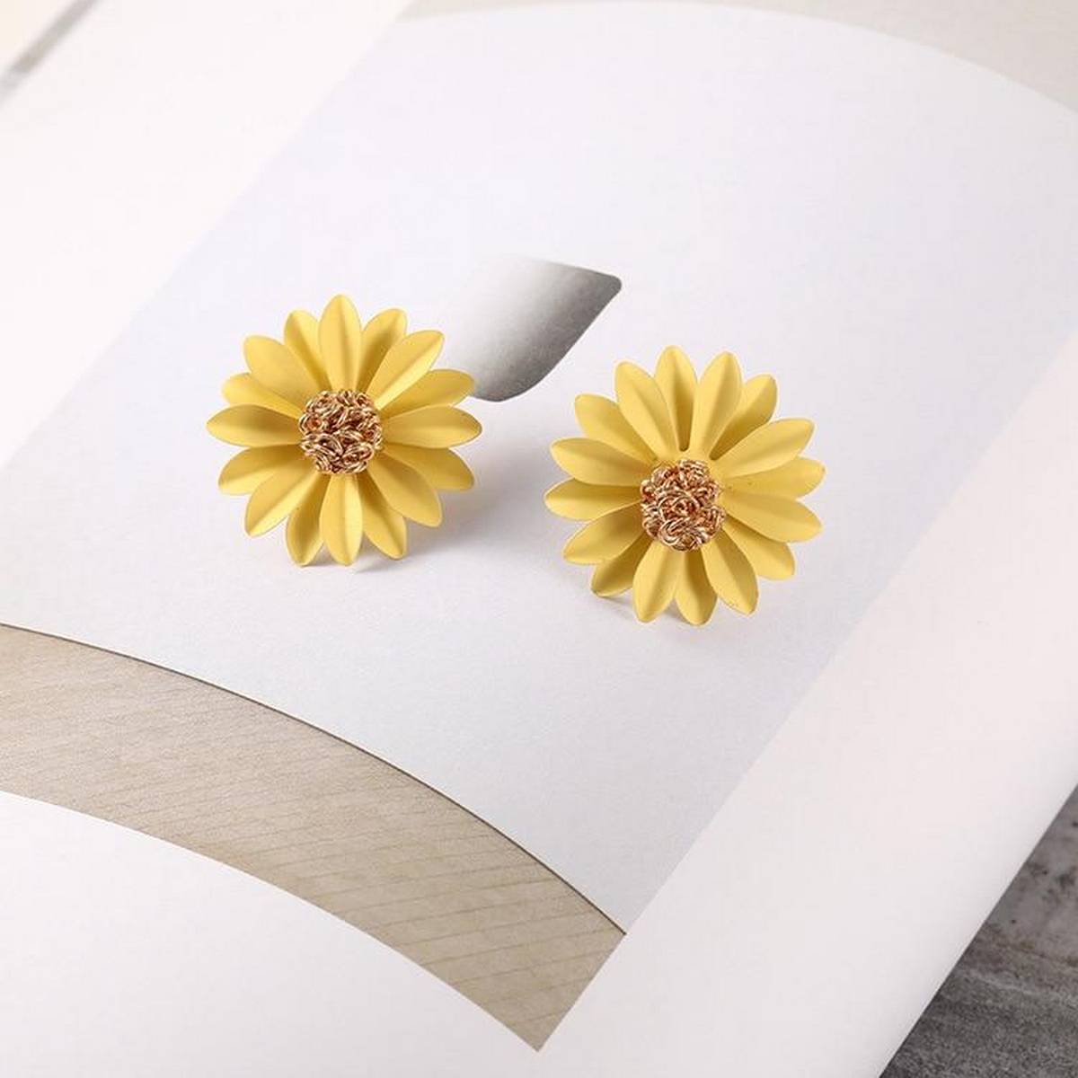 Trendy Cloth Sunflower Flower Stud Earrings Female Statement Earrings